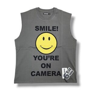 6th NBRHD "Notice" Crew Neck Cut Off Sleeve Gray T-Shirt Men's M NWT‎